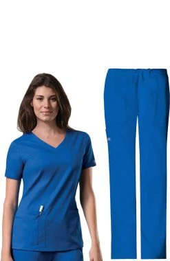 Cherokee Workwear Women's V-Neck Scrub Top & Drawstring Scrub Pant Set