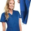 Cherokee Workwear Women's Snap Front Solid Scrub Top & Elastic Waistband Cargo Sc