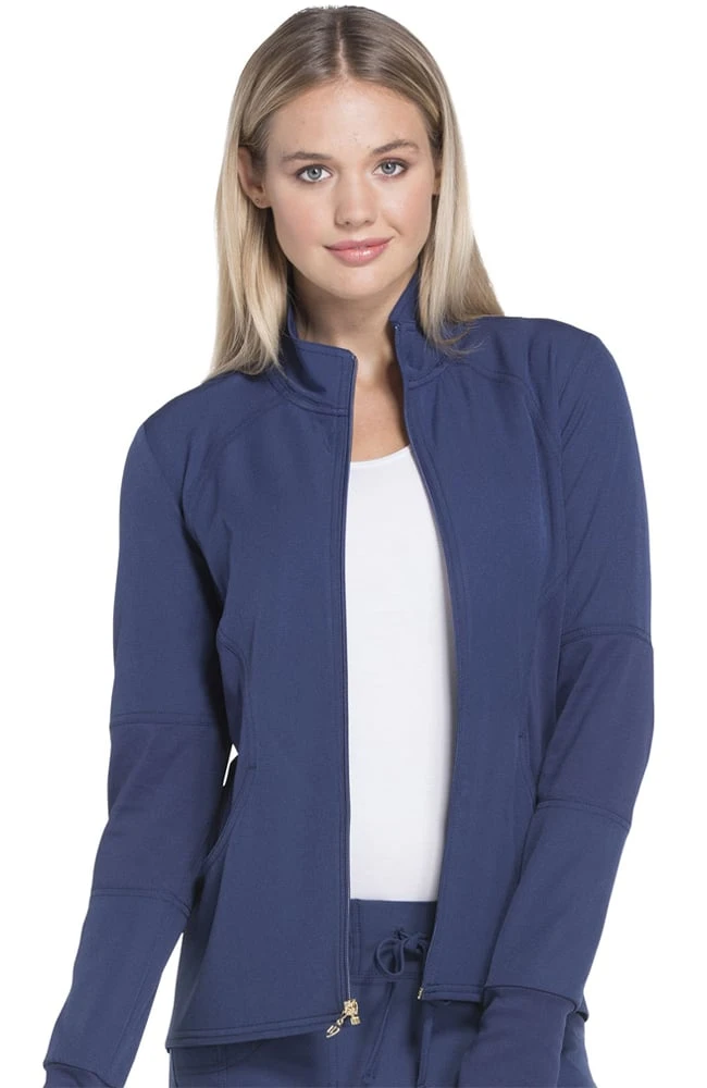 Heartsoul Women's Zip Front Warm-Up Solid Scrub Jacket