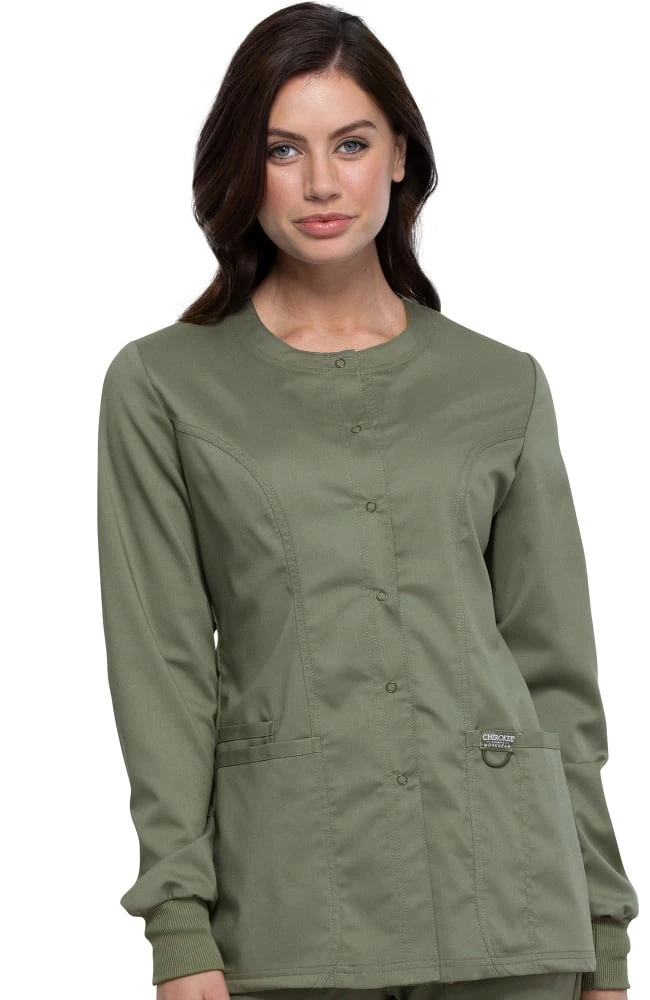 Cherokee Workwear Women's Snap Front Solid Scrub Jacket