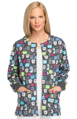 Dickies Clearance Women's Snap Front Dental Print Scrub Jacket