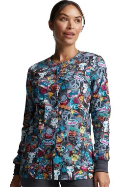 Dickies Clearance Women's Pawsitive Vibes Print Scrub Jacket