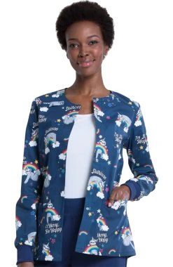 Dickies Clearance Women's Snap Front Slow Magical Print Scrub Jacket