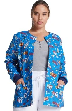 Dickies Clearance Women's Snap Front Super Smile Print Warm-Up Jacket