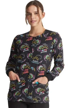 Dickies EDS Signature By Women's Snap Front Radiate Positivity Print Scrub Jacket