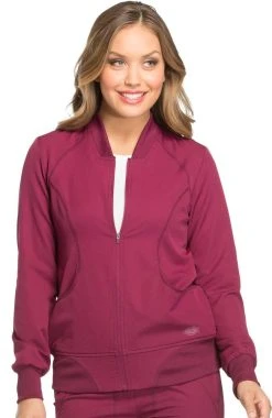 Dickies Women's Zip Front Warm-Up Solid Scrub Jacket
