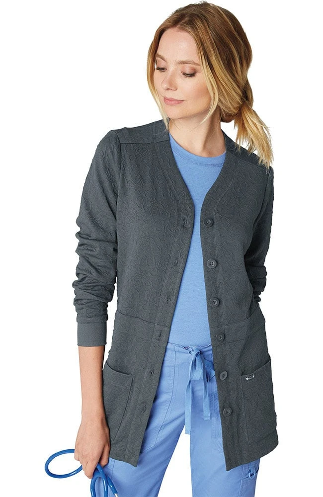 Koi Clearance Women's Claire Button Front Solid Cardigan Scrub Jacket