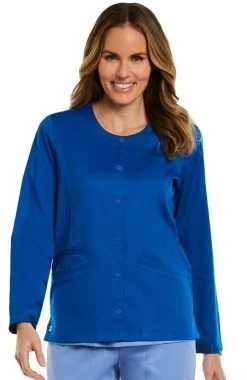 Maevn Uniforms Clearance Women's Round Neck Snap Front Solid Scrub Jacket