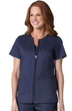 EON Clearance Women's COOLMAX Short Sleeve Zip Front Solid Scrub Jacket