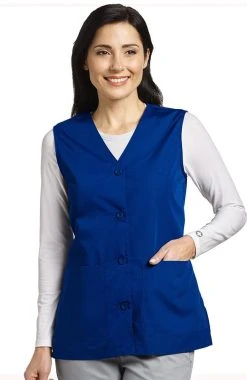 White Cross Women's Button Front Solid Scrub Vest