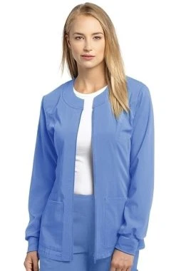 White Cross Women's Jewel Neck Zip Front Scrub Jacket