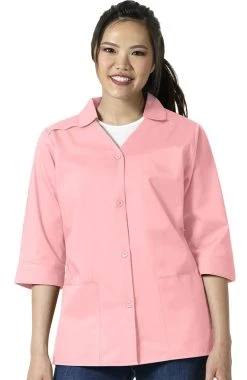 WonderWORK Clearance Women's ¾ Sleeve Button Front Solid Smock Scrub Jacket