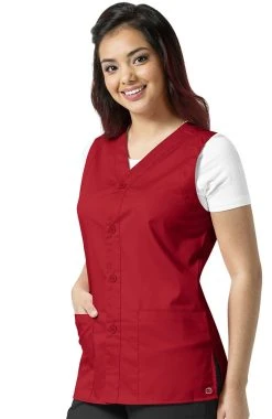 WonderWORK Unisex Button Front Solid Scrub Vest