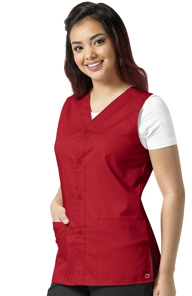 WonderWORK Unisex Button Front Solid Scrub Vest