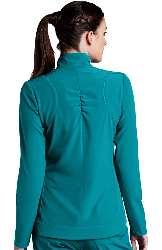 Barco One Clearance Women's Stand Collar Zip Up Solid Scrub Jacket - Image 2