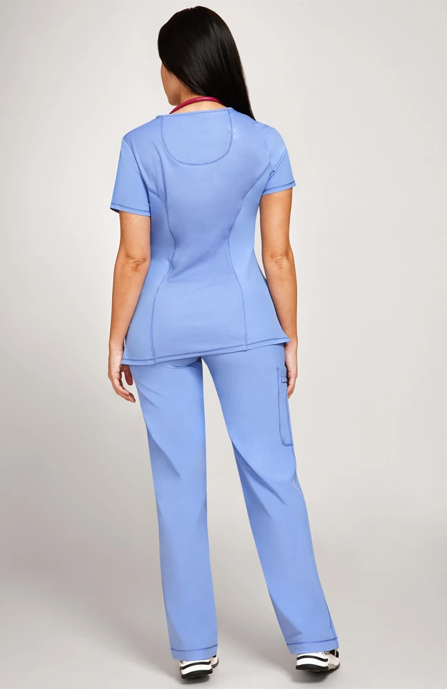 Cherokee Women's Mock Wrap Scrub Top & Straight Leg Scrub Pant Set - Image 2