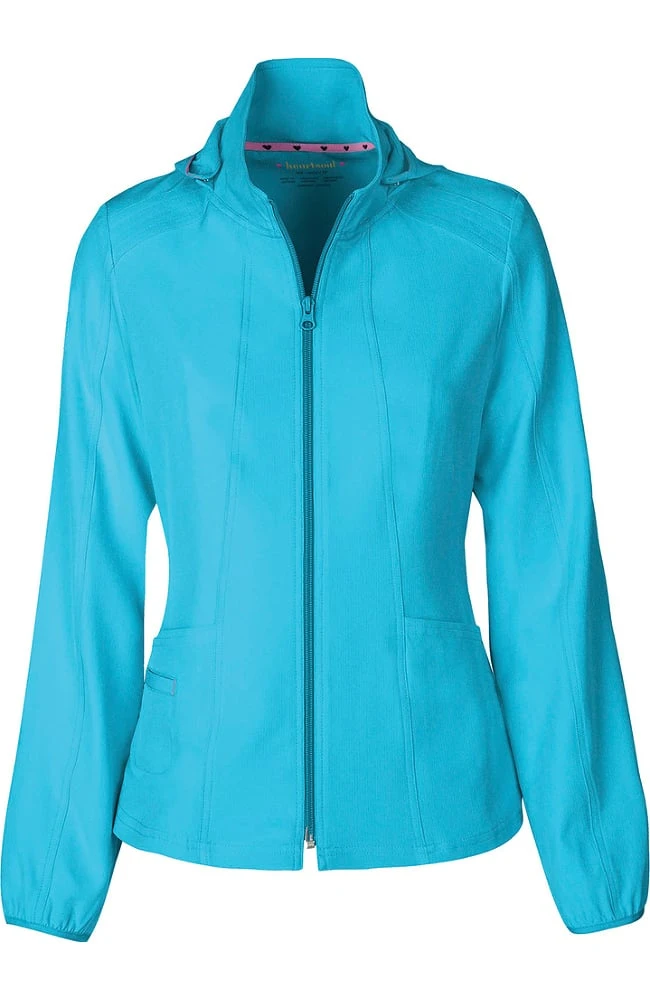 Heartsoul Women's Hoodie Warm Up Solid Scrub Jacket - Image 2