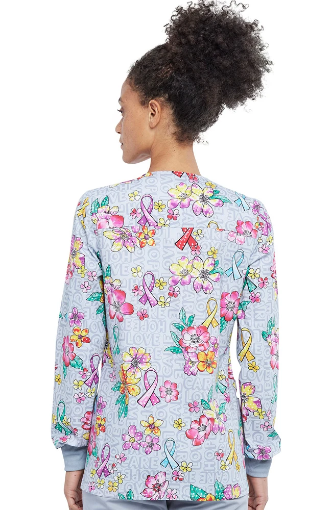 Cherokee Clearance Women's Friendly Flowers Print Scrub Jacket - Image 2