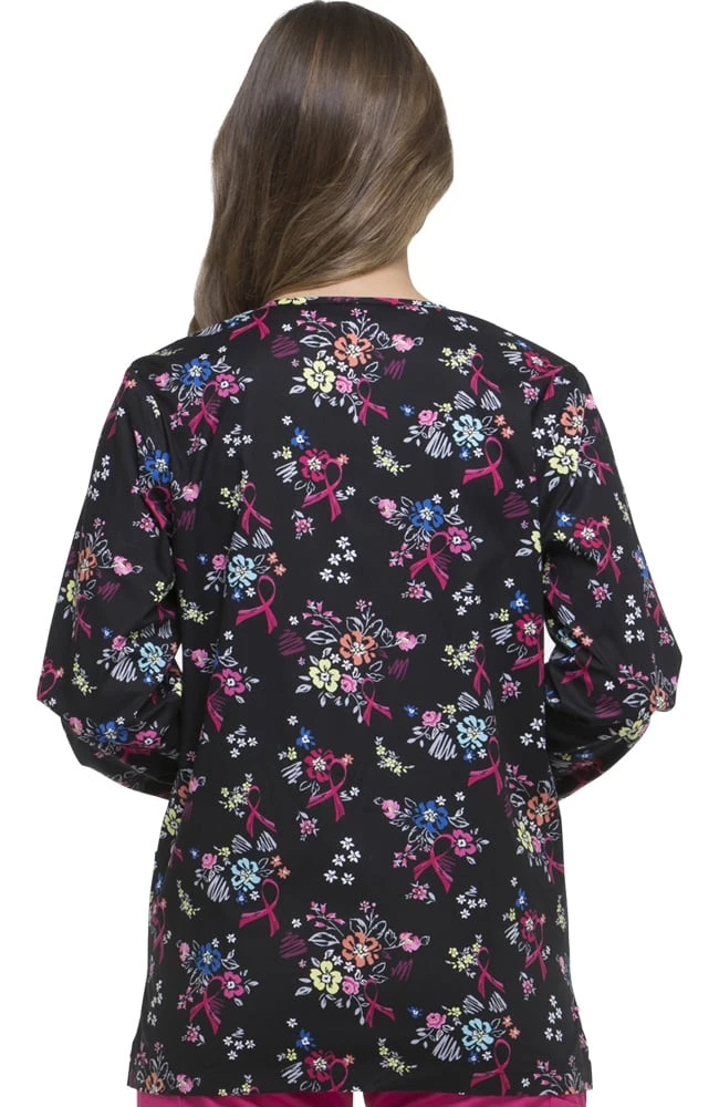 Dickies Clearance Women's Snap Front Warm-Up Floral Print Scrub Jacket - Image 2