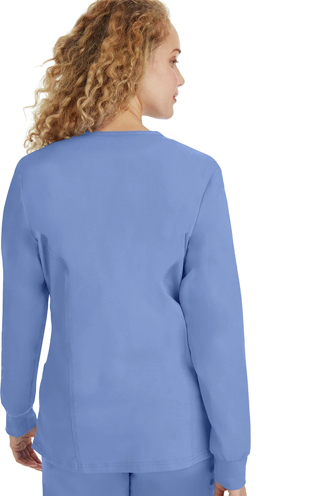 Healing Hands Women's Daisy Snap Warm Up Solid Scrub Jacket - Image 2
