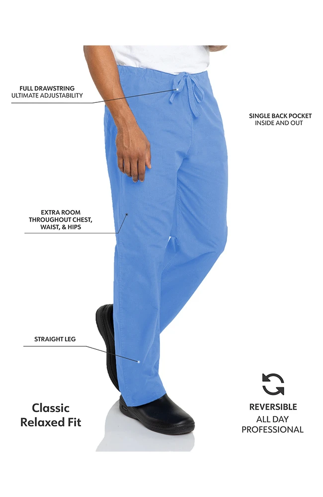 Landau Clearance Unisex Classic Fit Reversible Drawstring Scrub Pants - Image 2