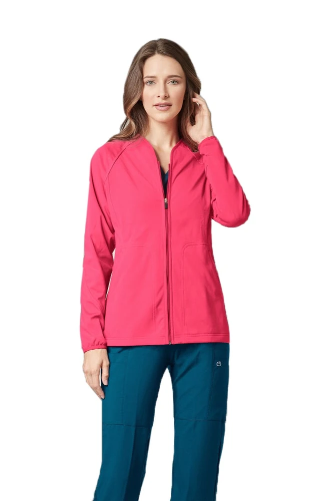 Clearance WonderFlex By Wonderwink Women's Fleece Solid Scrub Jacket - Image 2