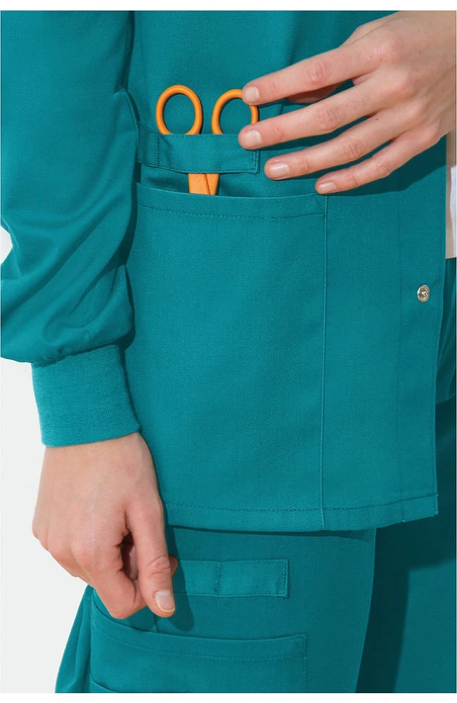 Cherokee Workwear Clearance Unisex Snap Front Warm Up Solid Scrub Jacket - Image 3