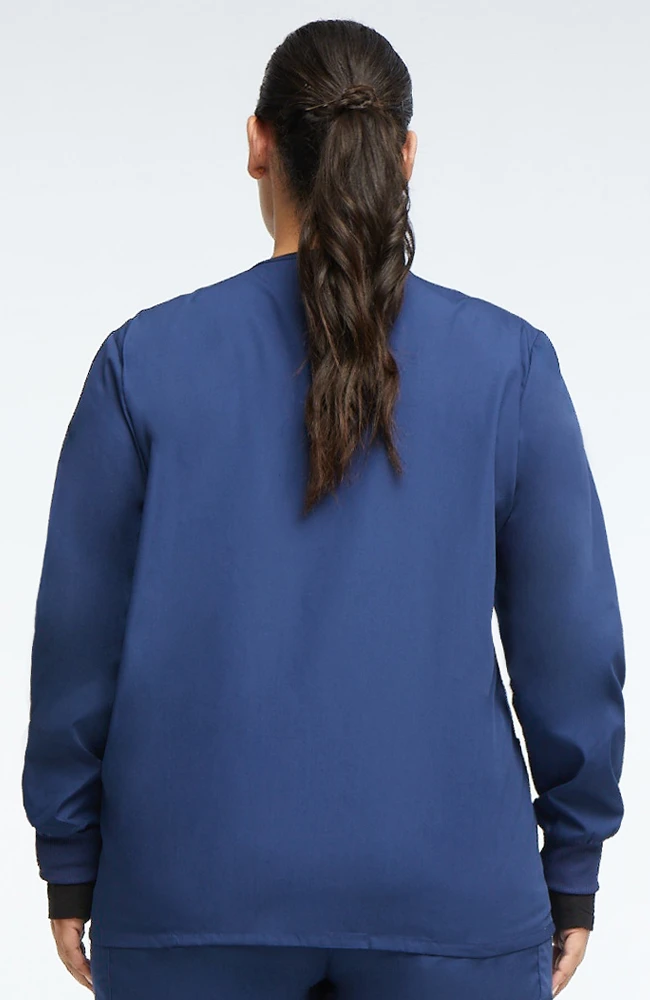 Cherokee Workwear Women's Jewel Neck Warmup Solid Scrub Jacket - Image 3