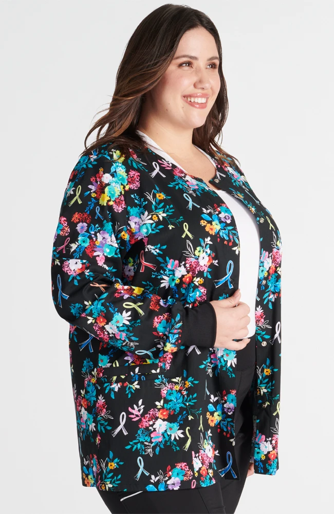 Cherokee Women's Warm Up Hopeful Bouquets Print Jacket - Image 3