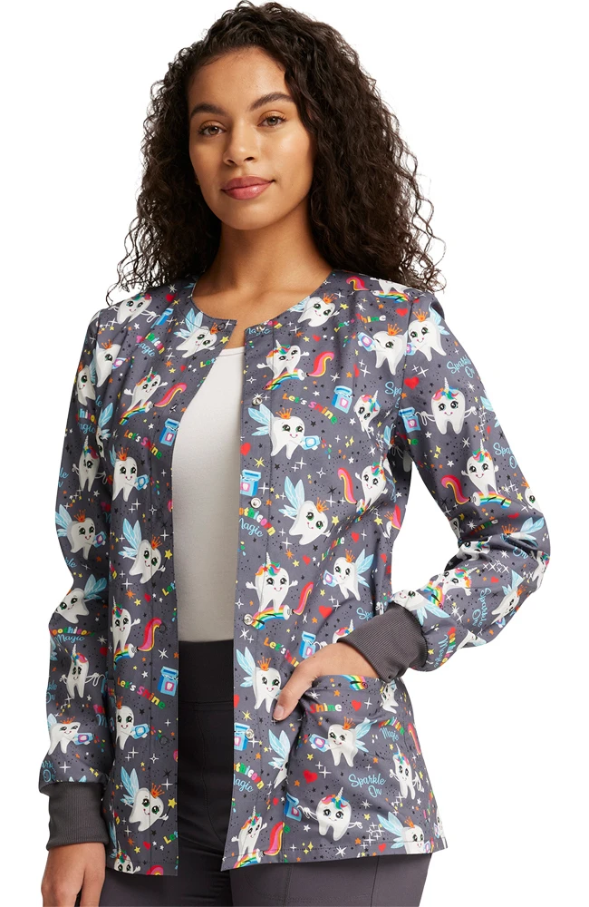 Cherokee Clearance Women's Warm Up Toothicorn Magic Print Jacket - Image 3