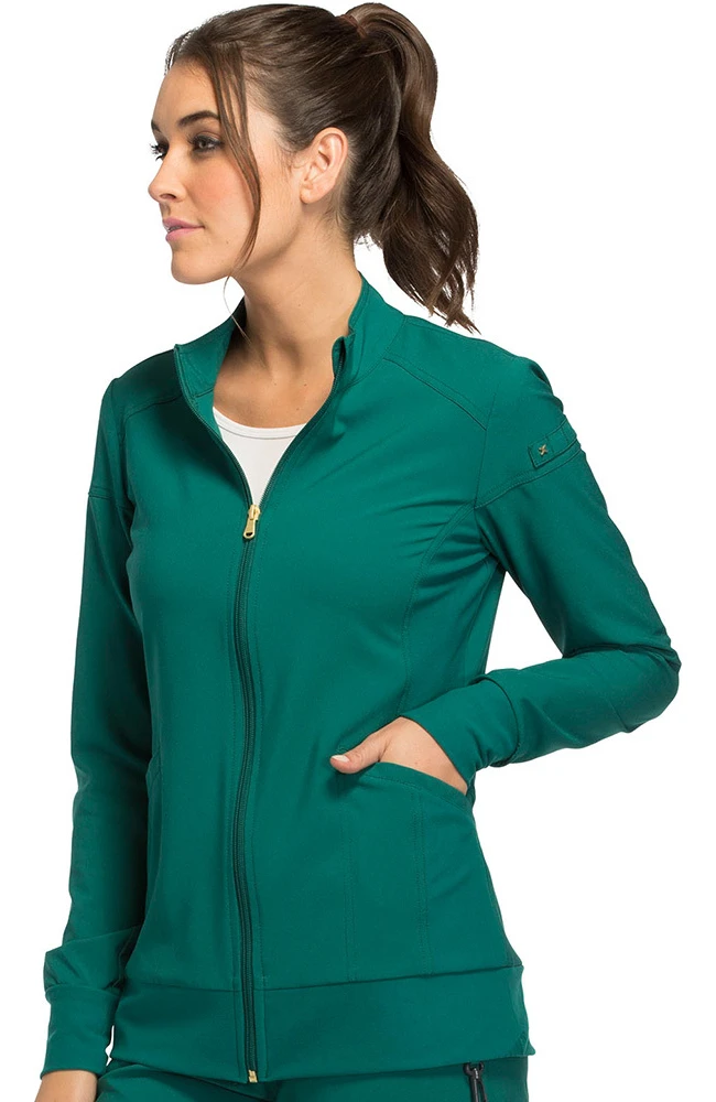 Cherokee Women's Zip Front Warm-Up Solid Scrub Jacket - Image 3