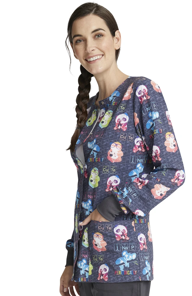 Cherokee Clearance Women's Snap Front Science Friends Print Jacket - Image 3