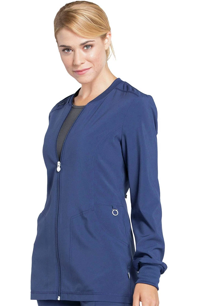 Cherokee Women's Zip Front Warm-Up Solid Scrub Jacket - Image 3