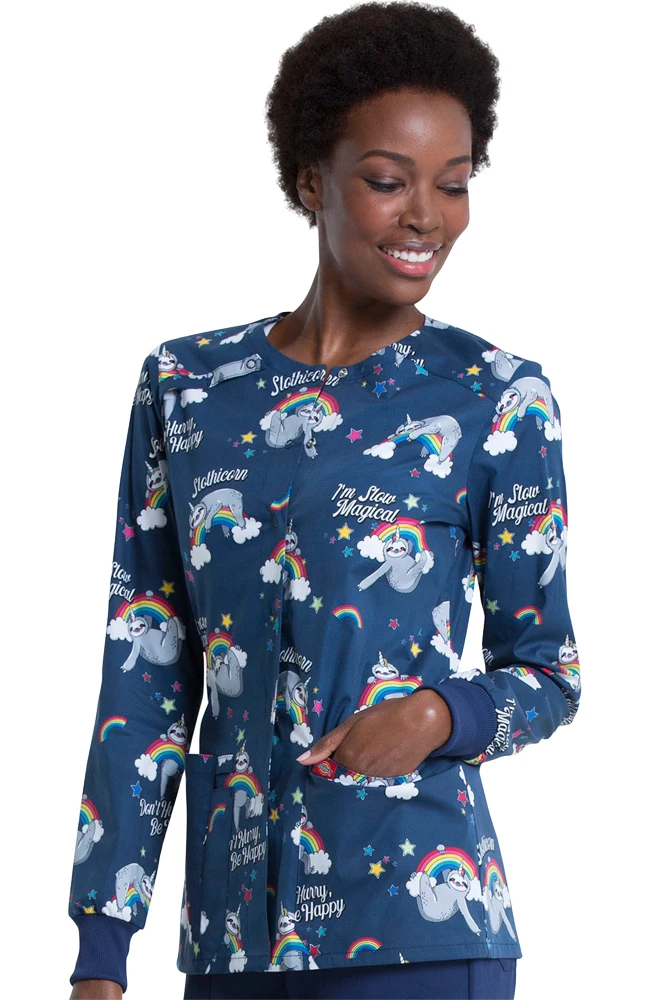 Dickies Clearance Women's Snap Front Slow Magical Print Scrub Jacket - Image 3