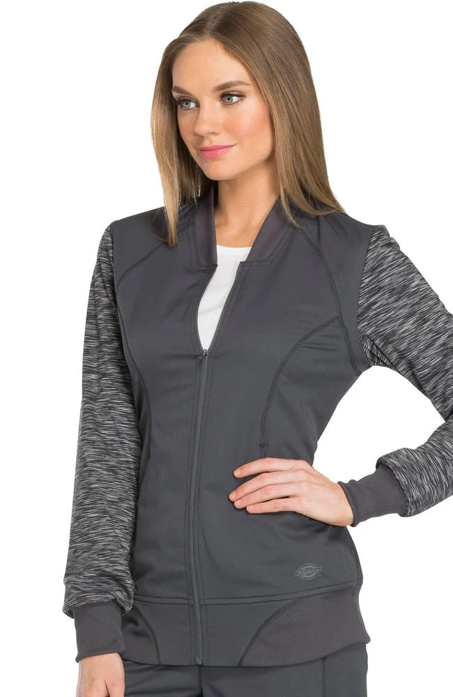 Dickies Clearance Women's Zip Front Warm-Up Solid Scrub Jacket - Image 3