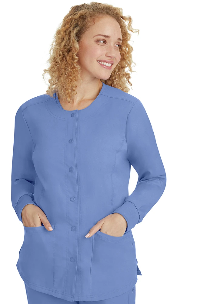 Healing Hands Women's Daisy Snap Warm Up Solid Scrub Jacket - Image 3