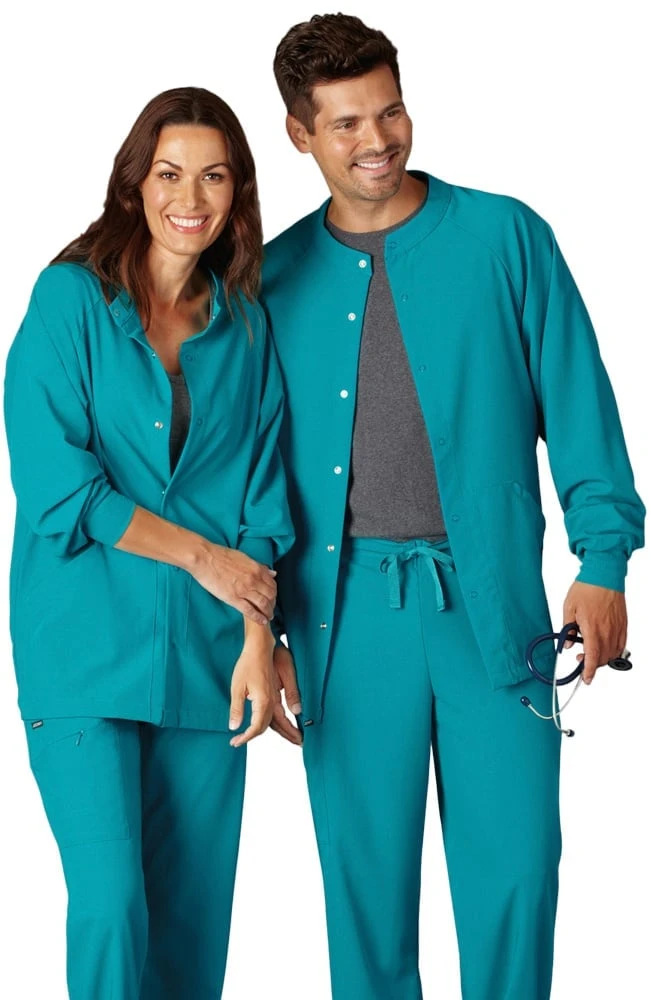 Jockey Scrubs Clearance Unisex Snap Front Warm Up Solid Scrub Jacket - Image 3