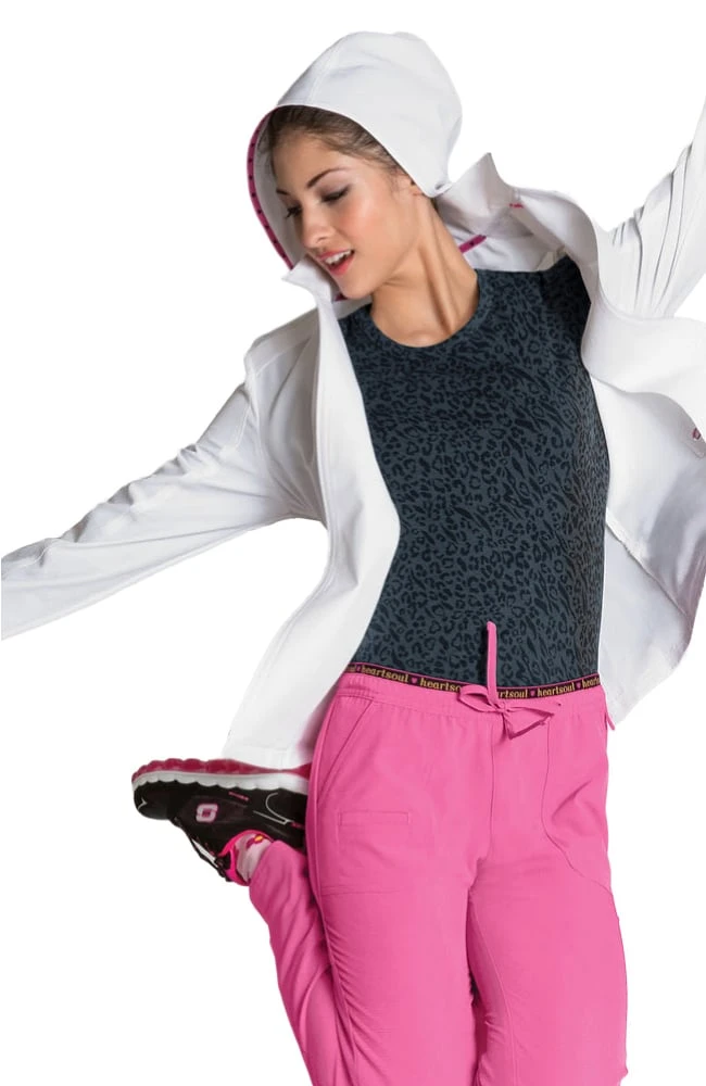 Heartsoul Women's Hoodie Warm Up Solid Scrub Jacket - Image 4