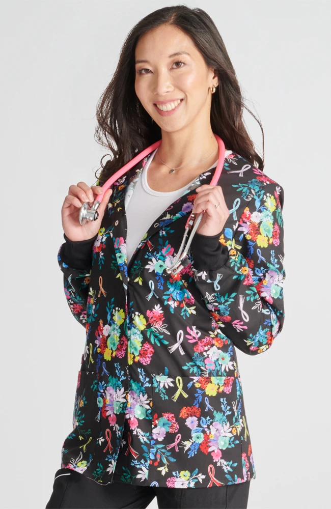 Cherokee Women's Warm Up Hopeful Bouquets Print Jacket - Image 4