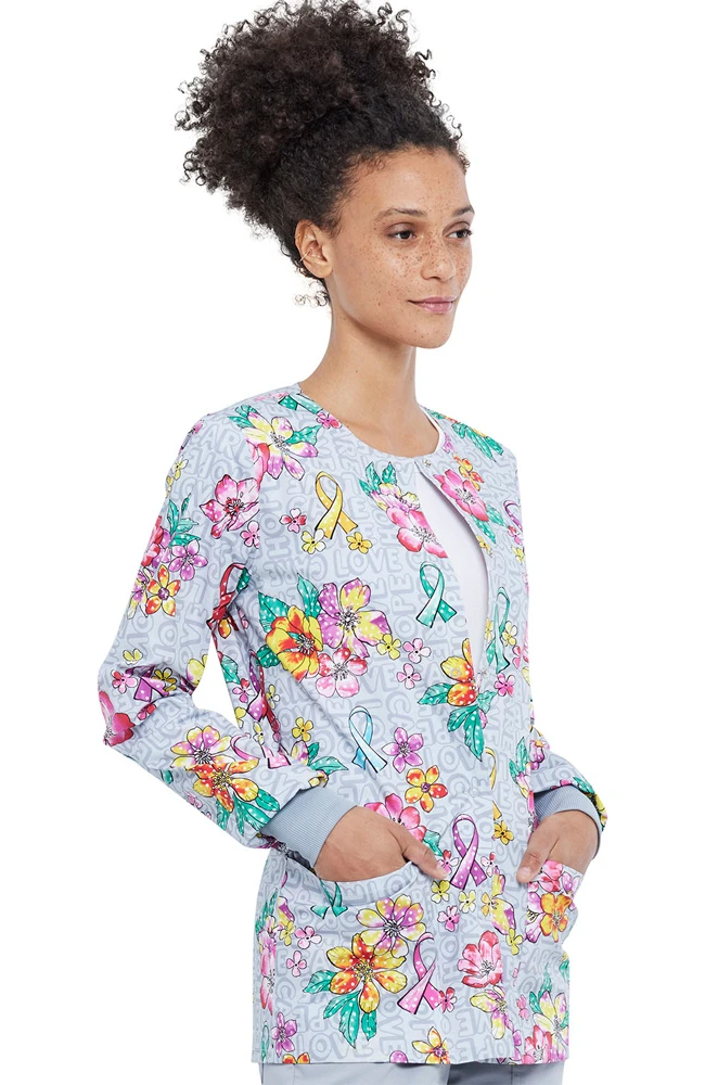 Cherokee Clearance Women's Friendly Flowers Print Scrub Jacket - Image 4