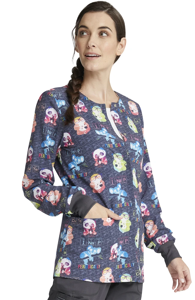 Cherokee Clearance Women's Snap Front Science Friends Print Jacket - Image 4