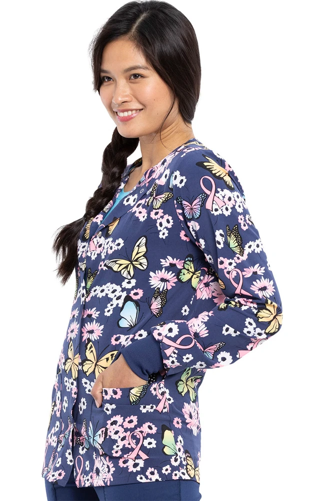Cherokee Clearance Women's Beautiful To Care Print Scrub Jacket - Image 4