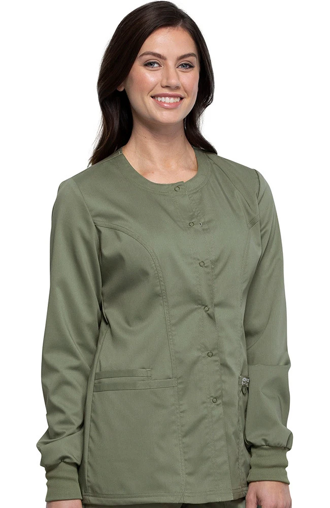 Cherokee Workwear Women's Snap Front Solid Scrub Jacket - Image 4