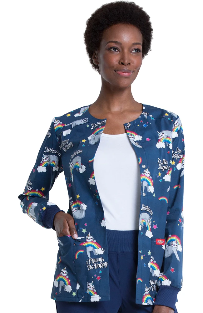 Dickies Clearance Women's Snap Front Slow Magical Print Scrub Jacket - Image 4