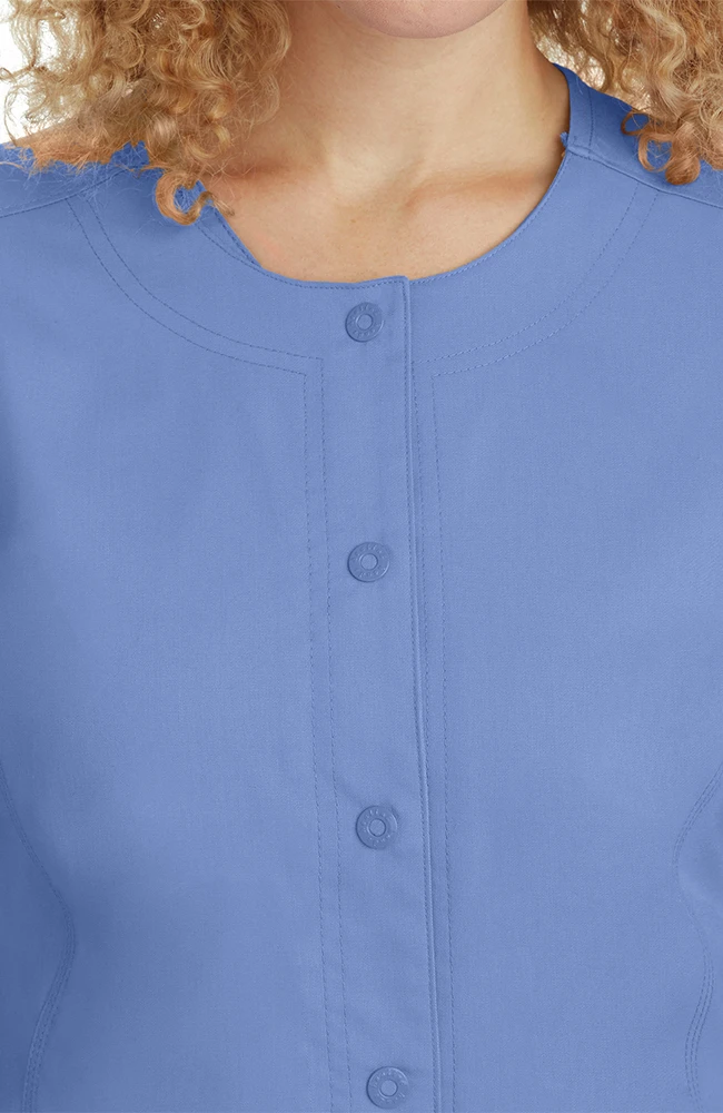 Healing Hands Women's Daisy Snap Warm Up Solid Scrub Jacket - Image 4