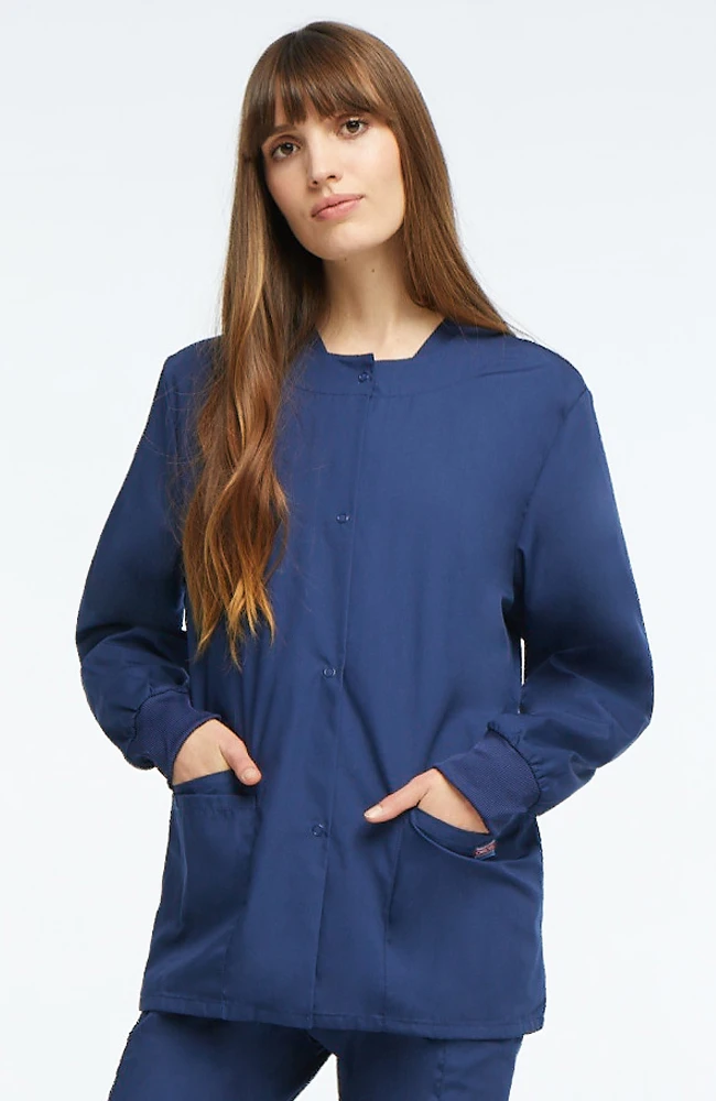 Cherokee Workwear Women's Jewel Neck Warmup Solid Scrub Jacket - Image 5