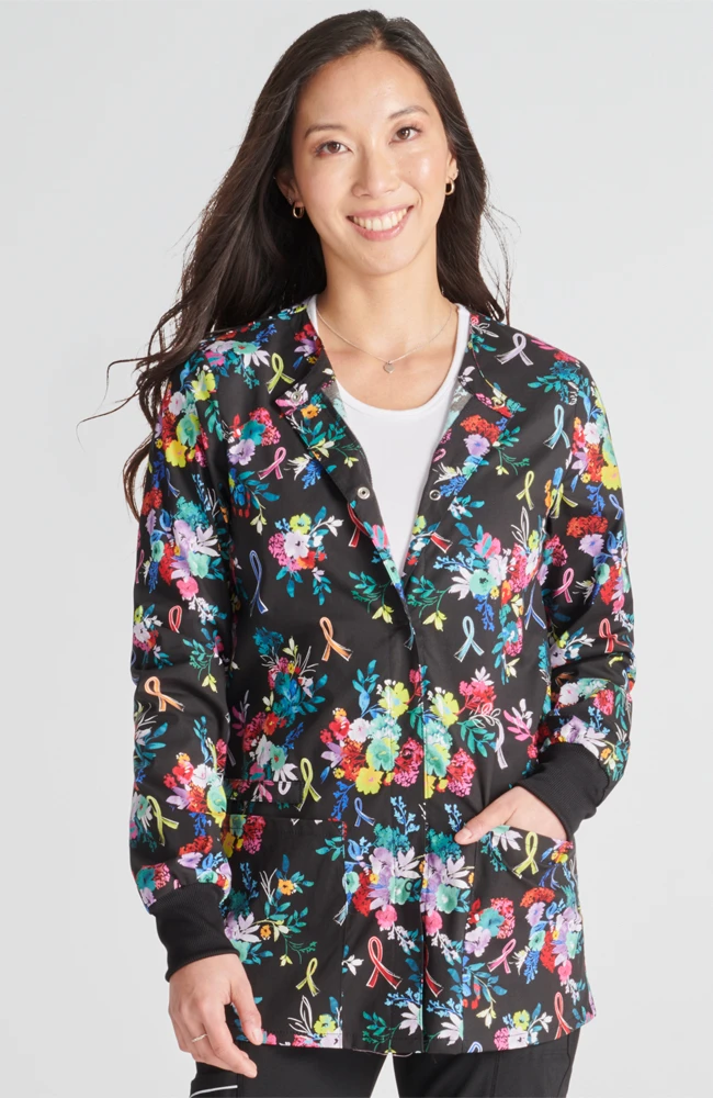 Cherokee Women's Warm Up Hopeful Bouquets Print Jacket - Image 6