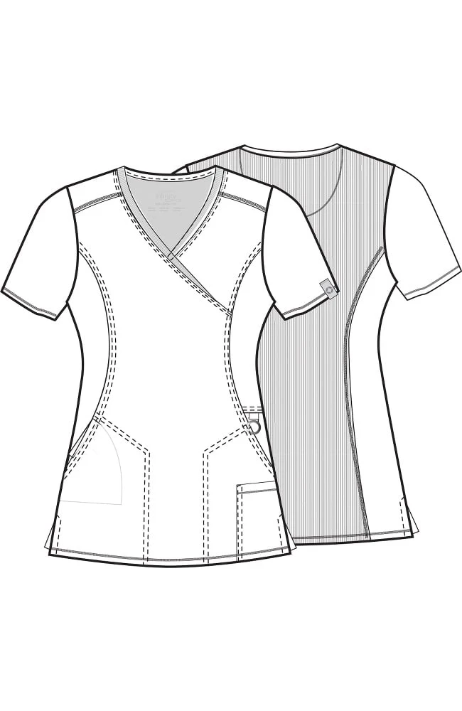 Cherokee Women's Mock Wrap Solid Scrub Top & Tapered Jogger Scrub Pant Set - Image 7