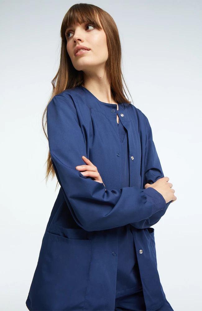 Cherokee Workwear Women's Jewel Neck Warmup Solid Scrub Jacket - Image 9