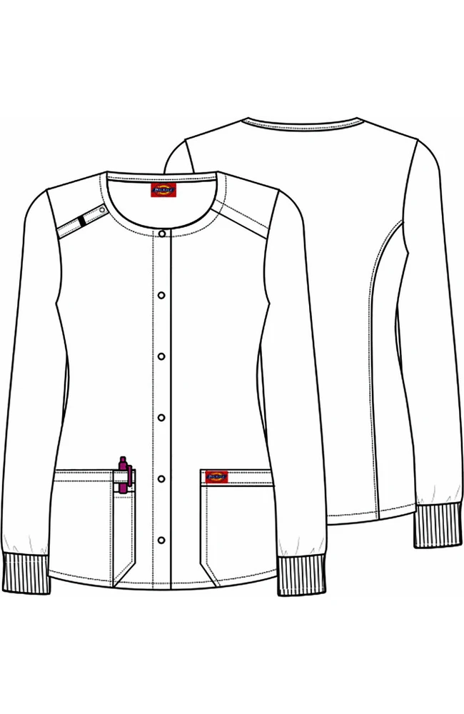 Dickies Clearance Women's Snap Front Super Smile Print Warm-Up Jacket - Image 6